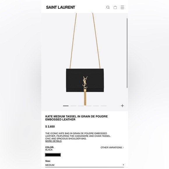 KATE MEDIUM TASSEL GRAIN DE POUDRE EMBOSSED LEATHER YSL SAINT LAURENT BAG PURSE - Picture 2 of 15